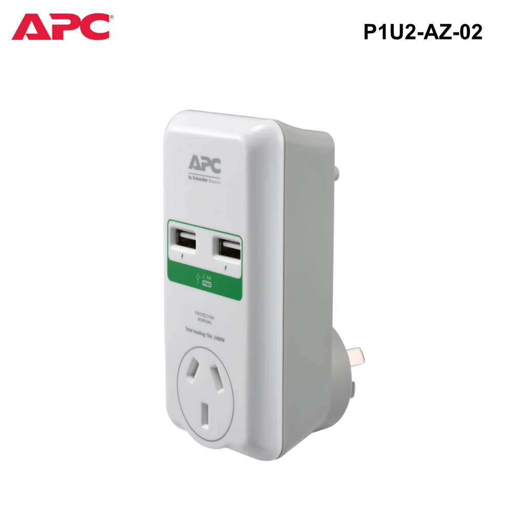 P1U2-AZ-02 - APC Essential Surge Arrest 1 Outlet Wall Mount With Dual USB Ports - 0