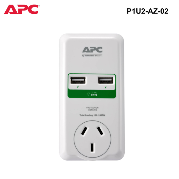 P1U2-AZ-02 - APC Essential Surge Arrest 1 Outlet Wall Mount With Dual USB Ports