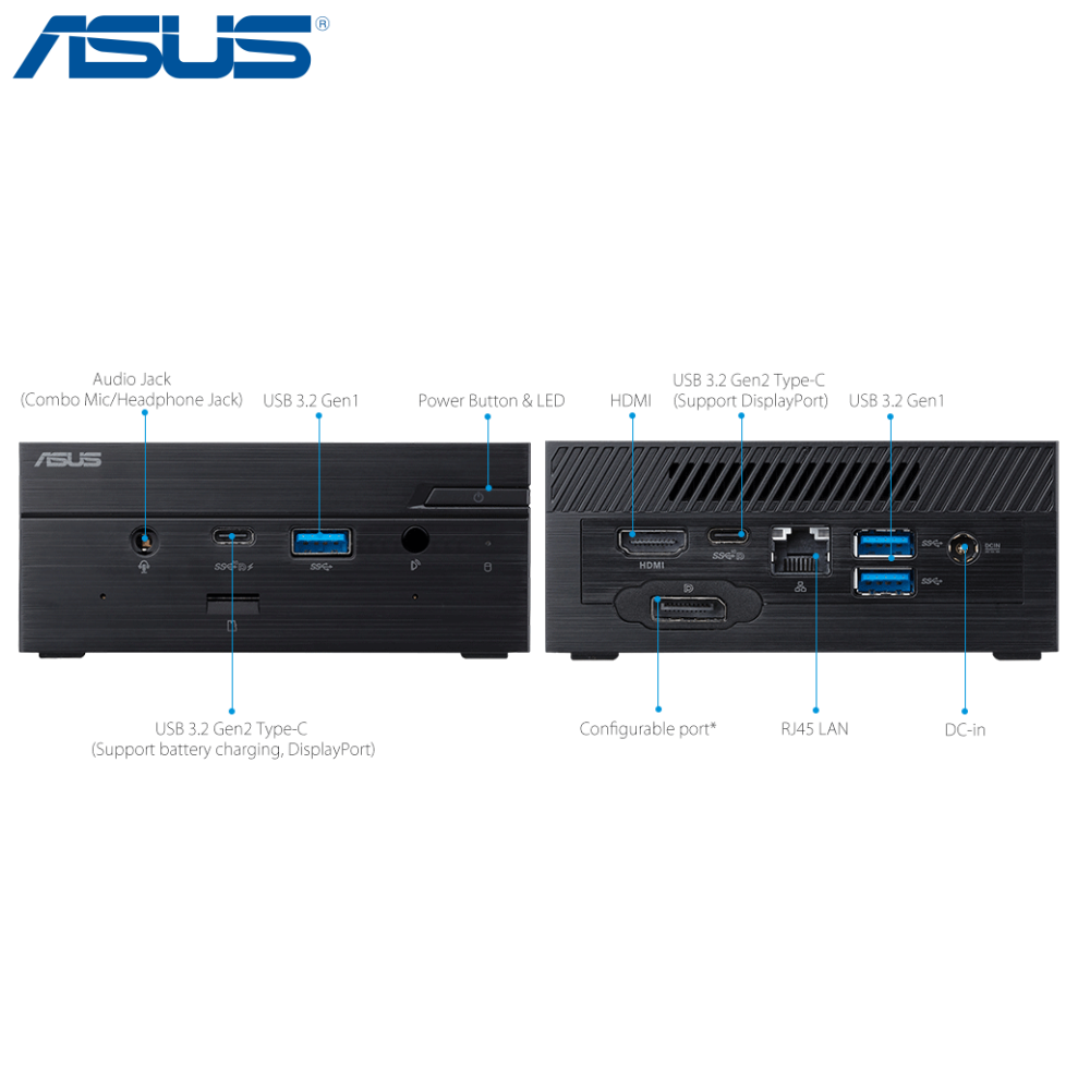 PN50-E1 - ASUS Mini PC AMD Ryzen, supports up to 4 displays in 4K and up to 64GB DDR4 RAM, M.2 SSD, WiFi 6, Windows 10