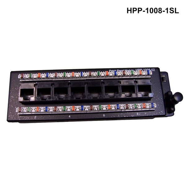 HPP-1008-1SL - 8 Port Cat6 Slimline Patch Panel for HWS range T568A