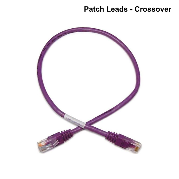 Cat6 UTP Cross Over Patch Lead - Purple with Label Slimline Snagless Moulding 0.5 to 20m