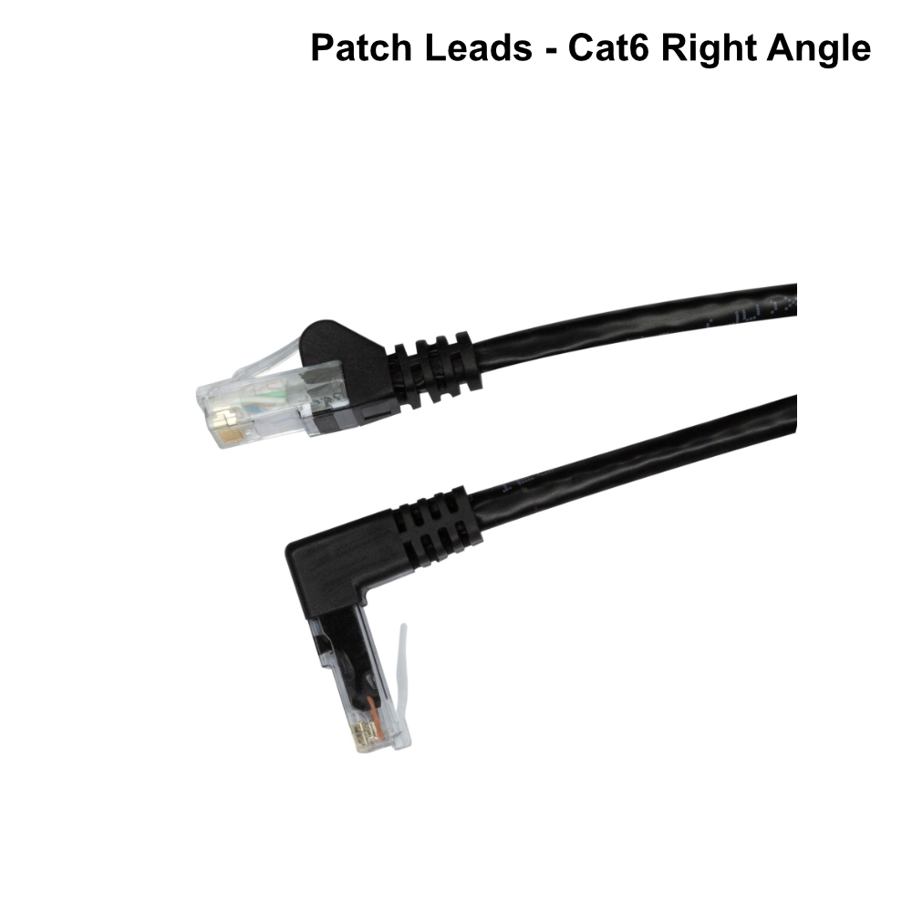 Cat6 Black UTP Right Angled Patch Lead (T568A Specification) 250MHz - 0.5 to 2m