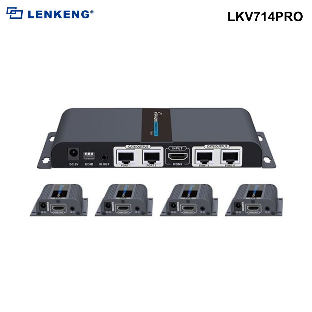 LKV71 - Lenkeng 1 in 2,4,8 Out HDMI Extender. 1x HDMI in to RJ45 out, 2, 4 or 8 Receivers - 0