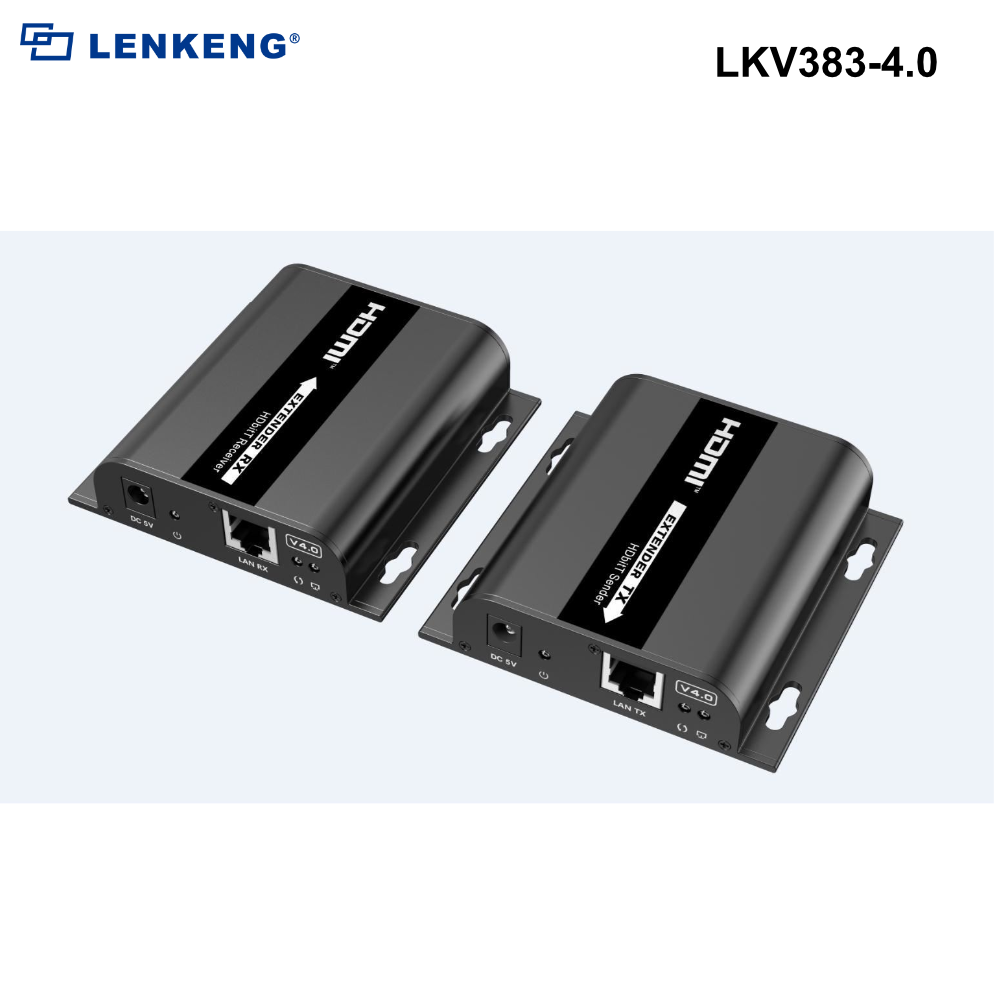 LKV383-4.0 - Lenkeng HDbitT HDMI Extender over IP CAT5/5e/6 Network Cable Kit - 0