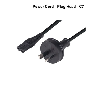 C-POWERN8 - 2-Pin plug to C7 Figure 8 connector. 7.5A. SAA approved power cord. 0.75mm copper core. BLACK Colour.