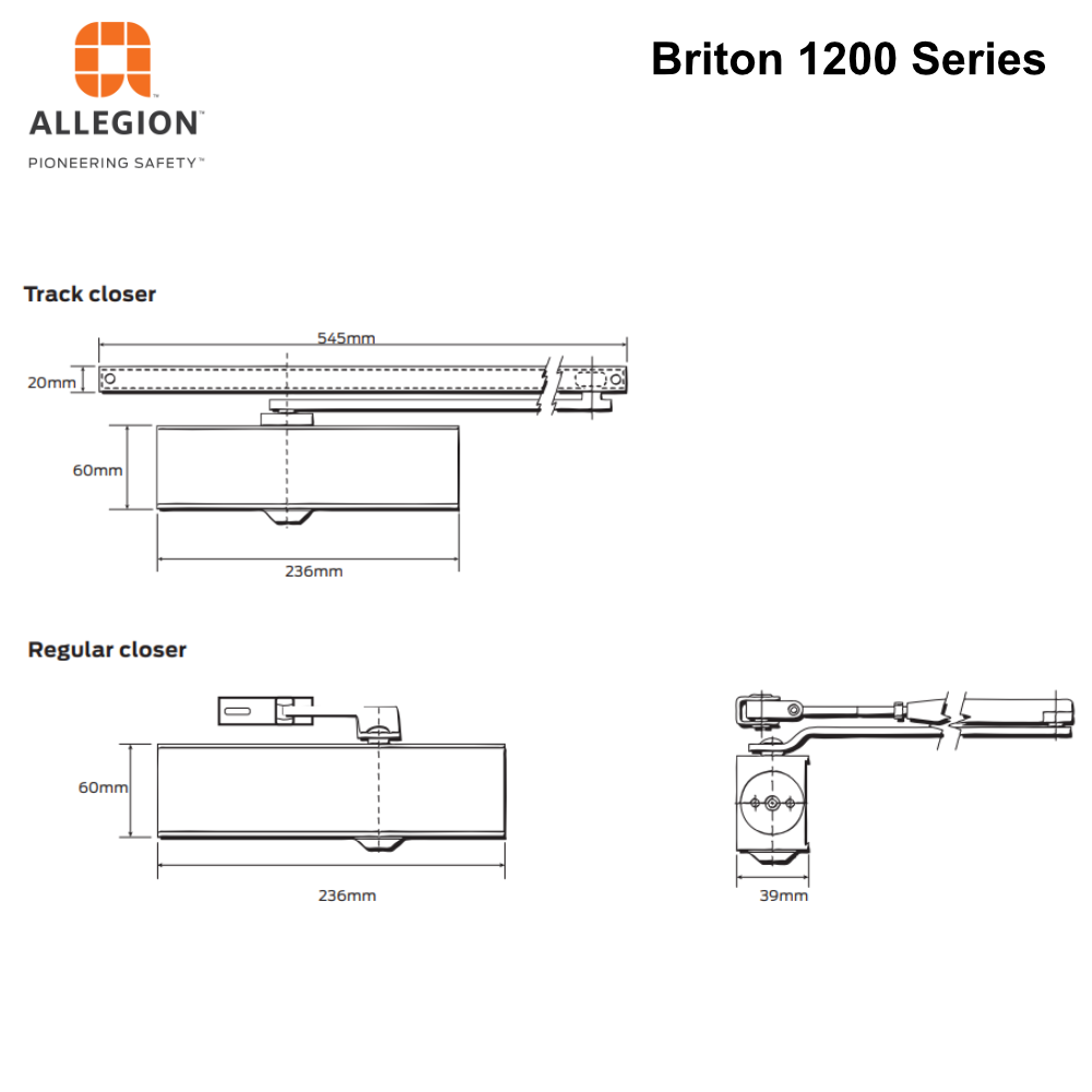 Briton 1120 Series Door Closer - Standard, Hold and Track Arm Options - 0