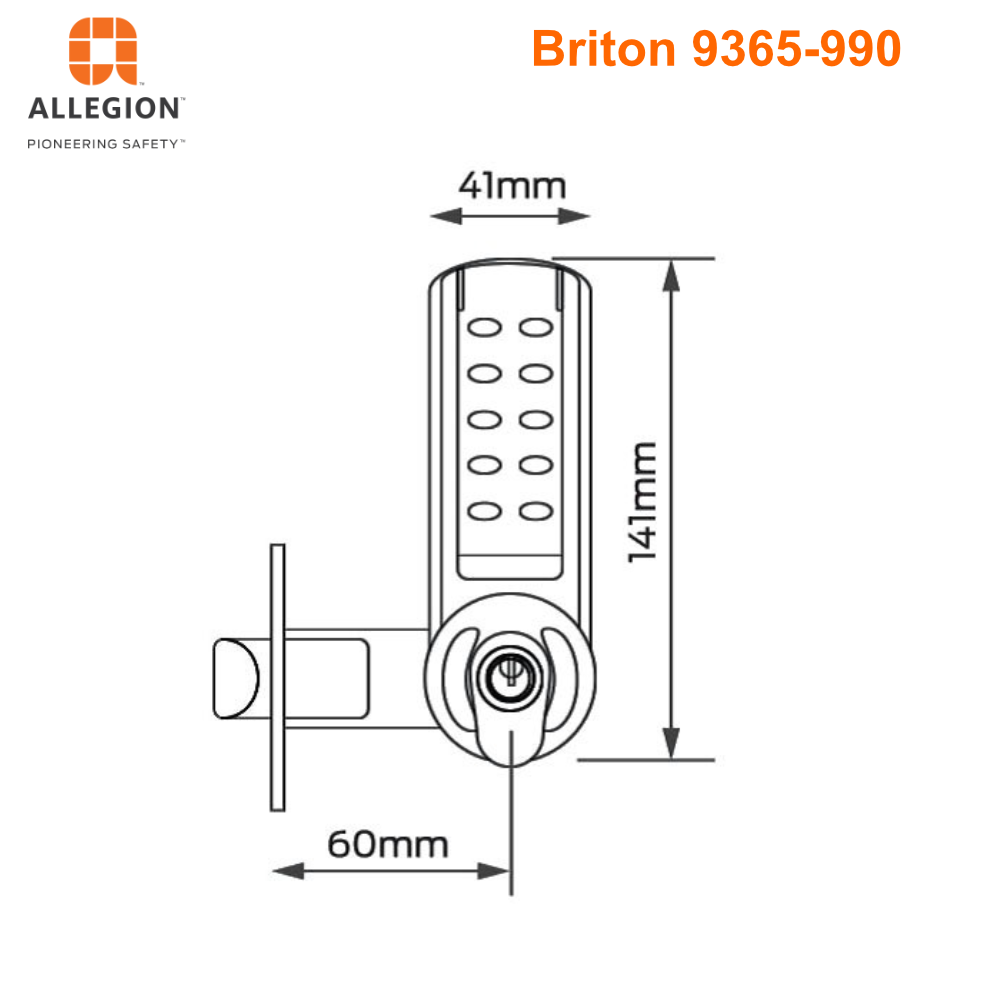 Briton 9365 Series Narrow Stile Electronic Keypad with Legge Mortice Lock & 5300 Internal Furniture - 0