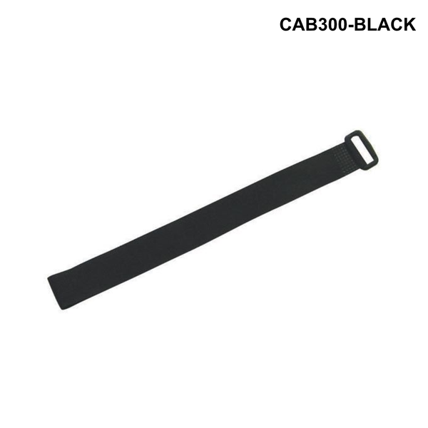 CAB300-BLACK - Hook & Loop Cable Tie - 300mm x 20mm, Black Colour - 10 Pack