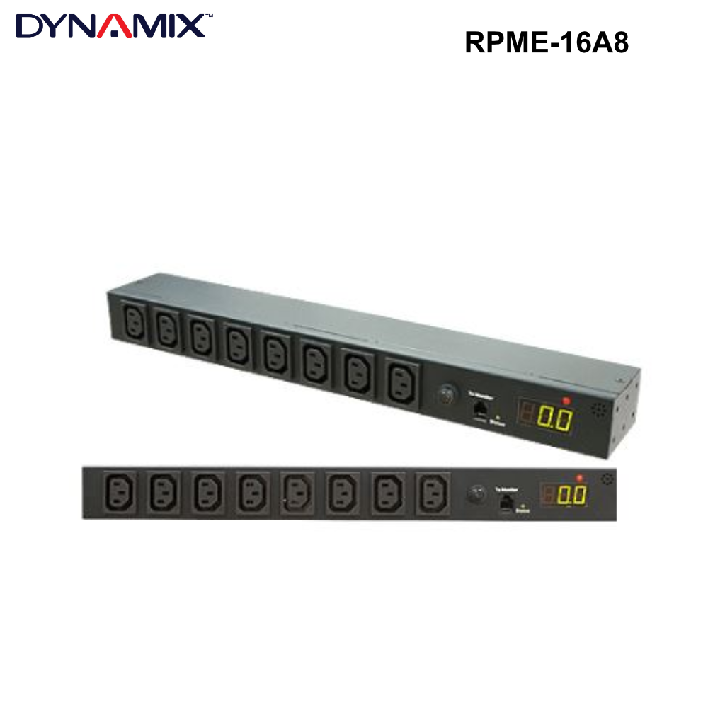 RPME-16A8 - 8 Port 16A Metered PDU. Power Monitoring by True RMS Meter