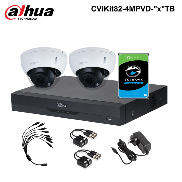 CVIKit82-4MPVD - Dahua 8ch HD-CVI, 4MP Surveillance Kit, Varifocal Vandal Dome