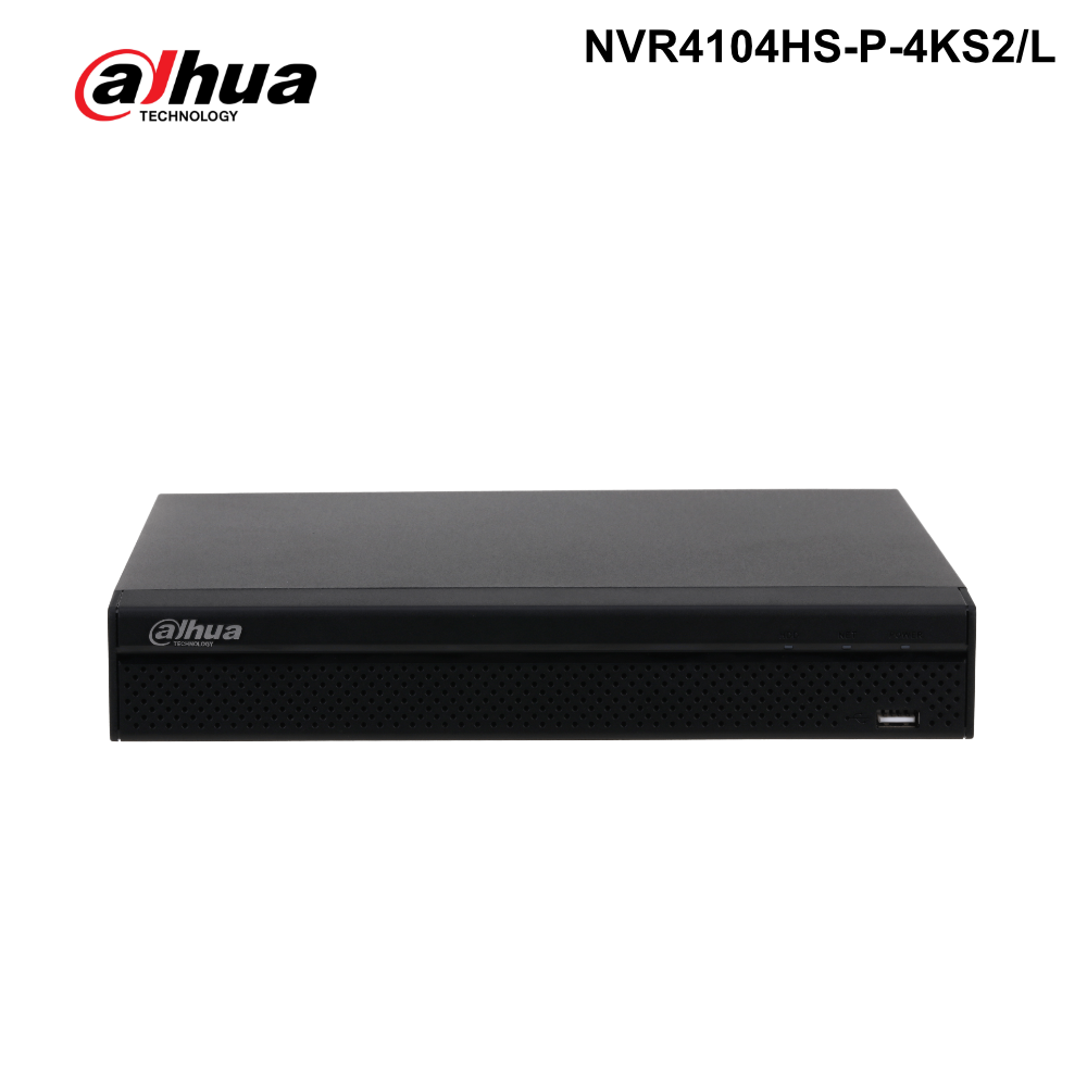 NVR4104HS-P-4KS2/L - Dahua - 4 Channel Compact 1U 1HDD 4PoE Network Video Recorder - 0