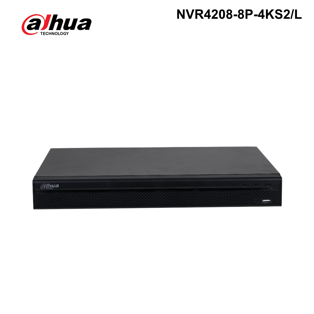 NVR4208-8P-4KS2/L - Dahua - 8 Channel 1U 2HDDs 8PoE Network Video Recorder