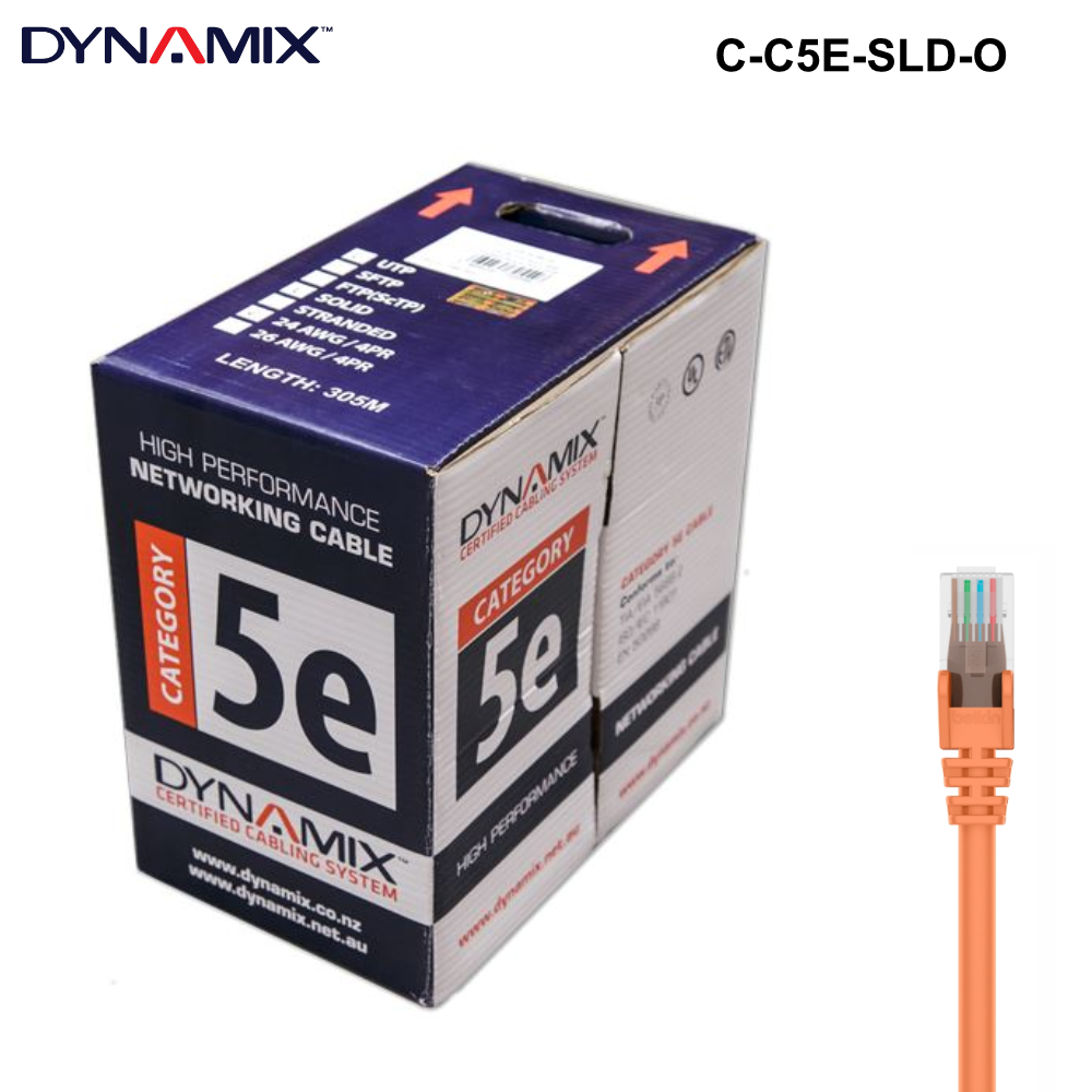 C-C5E-SLD - 305m Cat5e UTP Solid Cable Roll 100MHz, 24AWGx4P, PVC - Colour Options