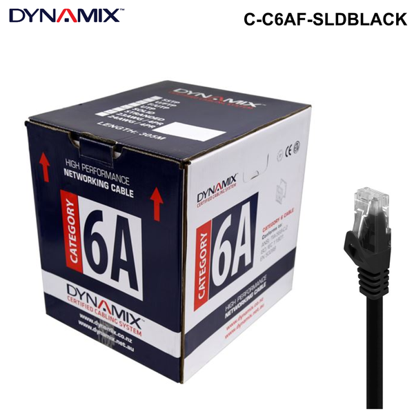 C-C6AF-SLD - 305m Cat6A FUTP Solid Cable Reel Box 500MHz, 23AWGx4P, PVC - Colour Options