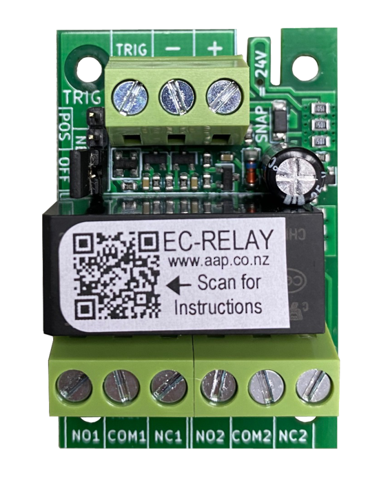 EC-RELAY - DPDT 8A Relay board, 12/24V AC/DC, with Low Current Trigger Option