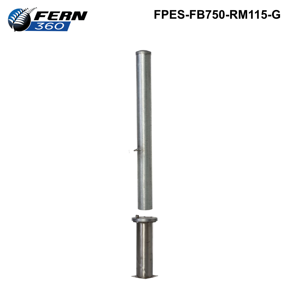 FPES-FB750-RM115-G - FERN360 Galvanised Bollard Removable - 115mm Diameter 750mm H - 0