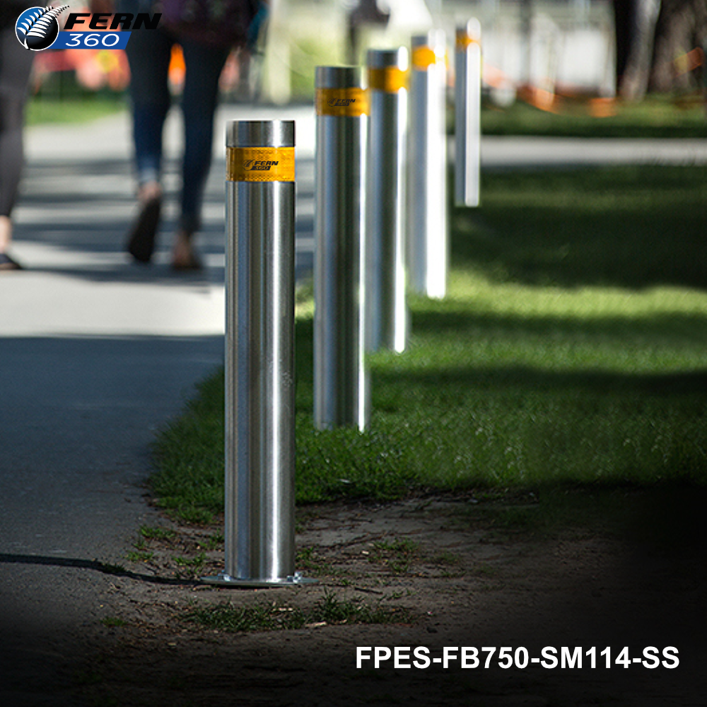 FPES-FB750-SM114-SS - FERN360 Stainless Steel Fixed Bollard Surface Mounted - 114mm dia x 750mm - 0
