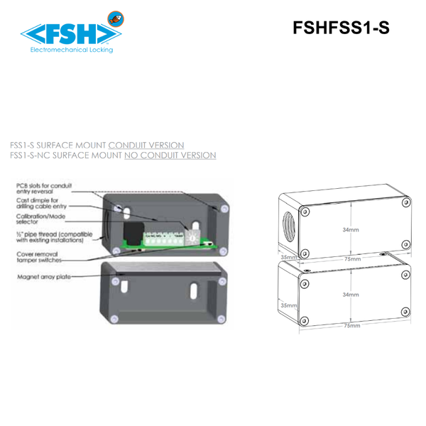 FSHFSS1-S-NC - FSH - Surface Mount High Security Door Monitoring Sensor