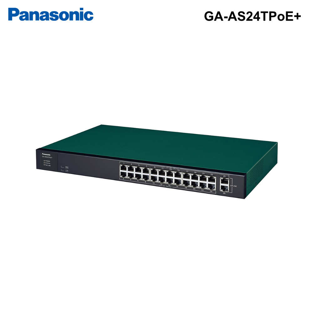 GA-AS24TPoE+ - Panasonic PoE Ethernet Switch 26 Ports 10BASE-T/100BASE-TX/1000BASE-T, 24 PoE