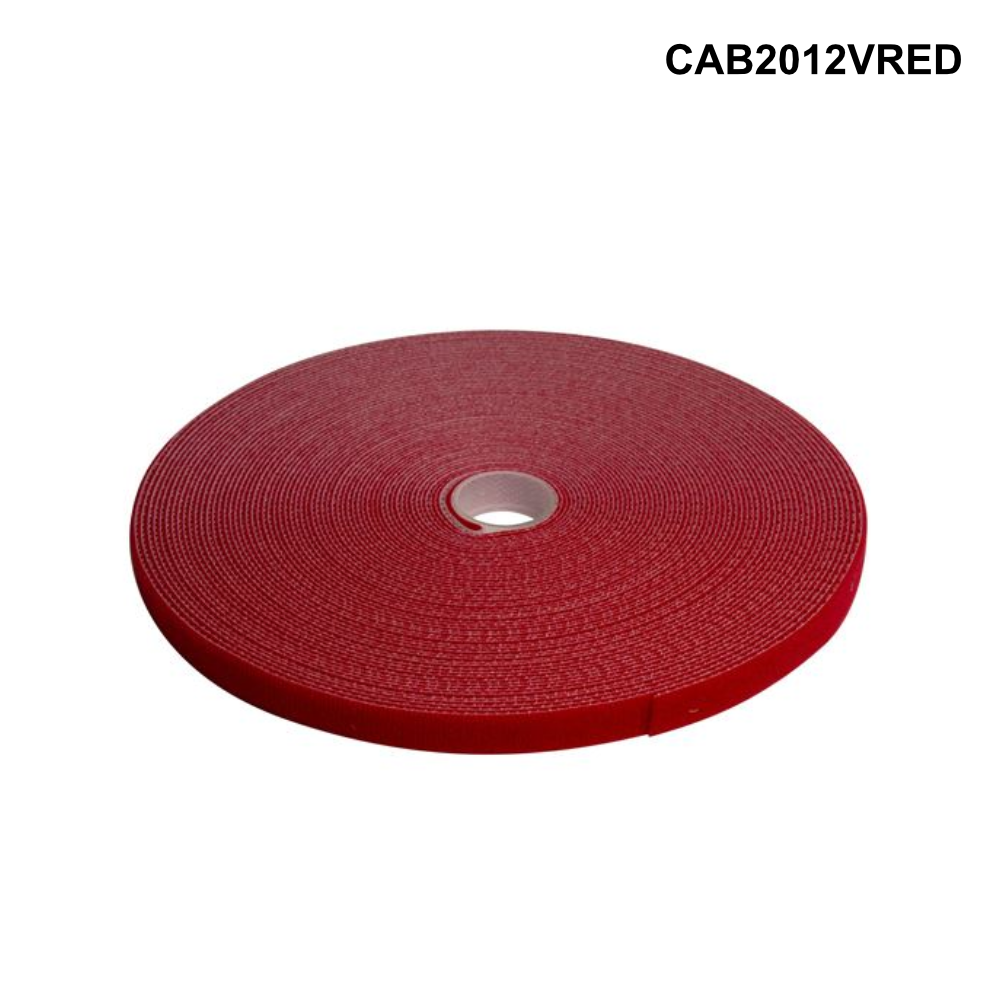 CAB2012V - Hook & Loop Cable Tie Roll - 20m x 12mm - Black or Red options - 0