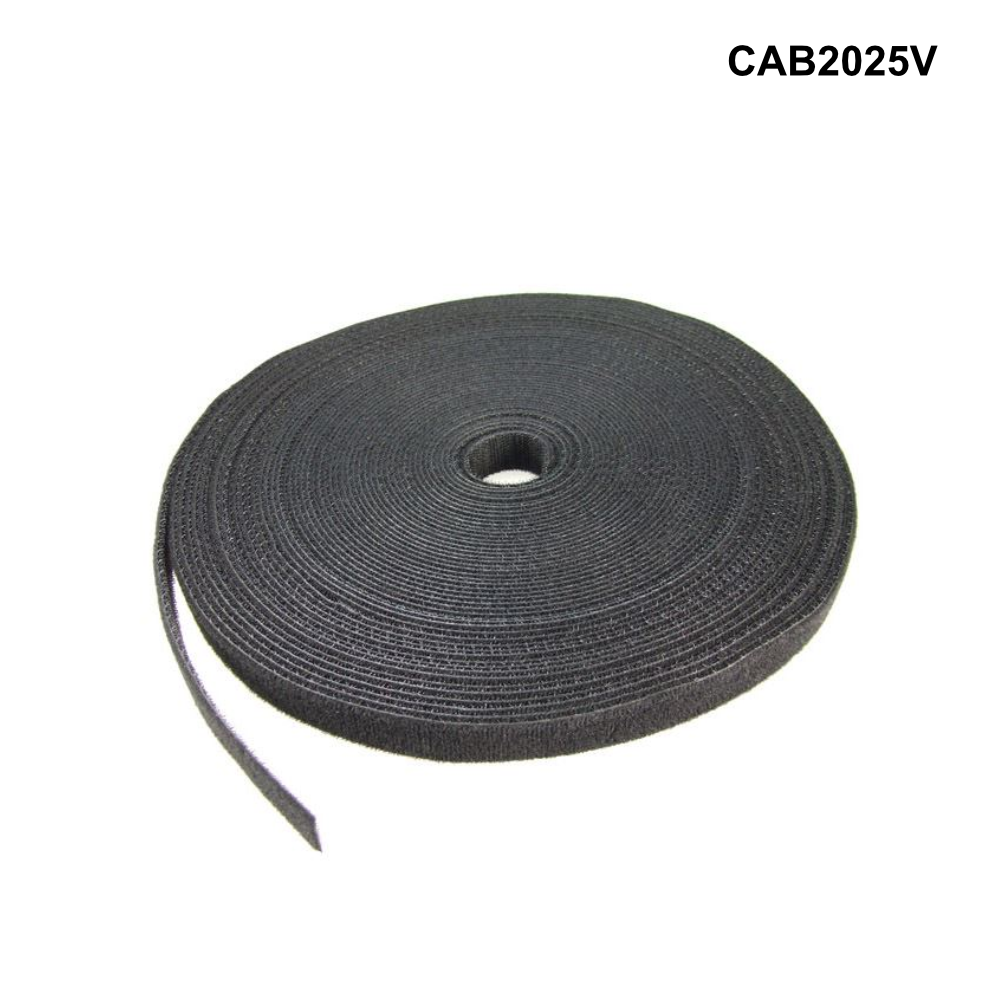 CAB2025V - Hook & Loop Cable Roll 20m x 25mm dual sided, Black Colour