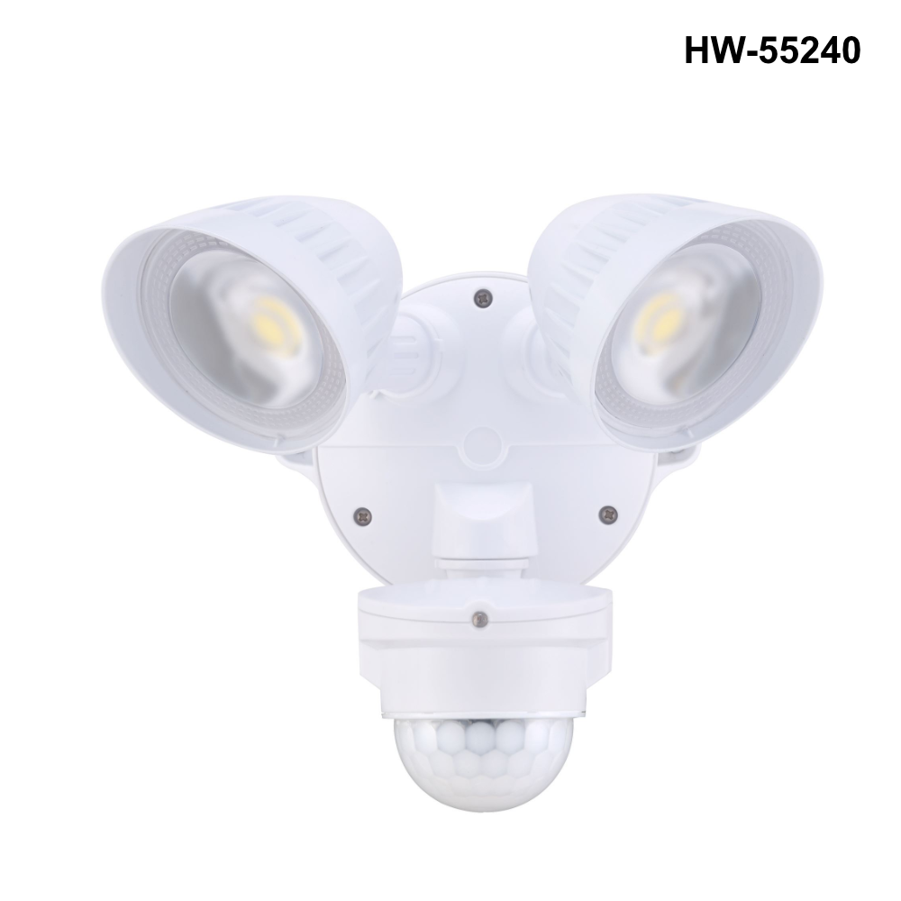 HW-5524x - 20W Twin LED 2x Spotlights with Motion Sensor - Black or White - 0
