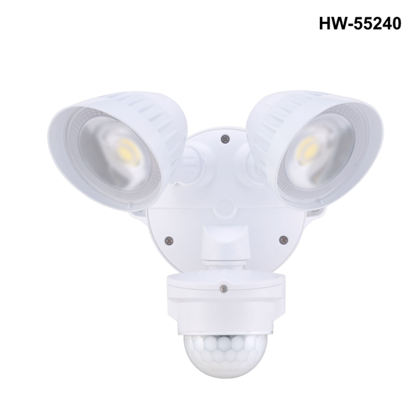 HW-5524x - 20W Twin LED 2x Spotlights with Motion Sensor - Black or White