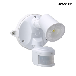HW-5515x - 10W Single LED Spotlight with Motion Sensor. IP54. Passive IR - Black or White