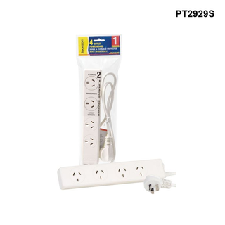 PT2929S - Jackson 4-Way Power Board Surge Protected, 2x ports are double spaced