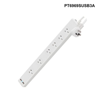 PT6969SUSB3A - Jackson 6-Way Protected Power board. 2x Double spaced sockets, 2x USB Outlets