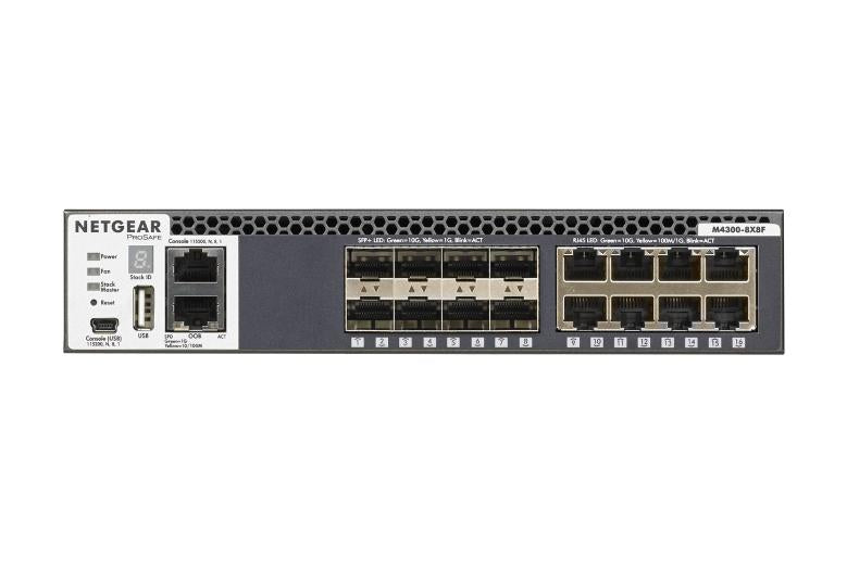 Netgear XSM4316S-100AJS Half-Width 16x10G Stackable Managed Switch with 8x10GBASE-T and 8xSFP+ - 8 Ports - Manageable - 0