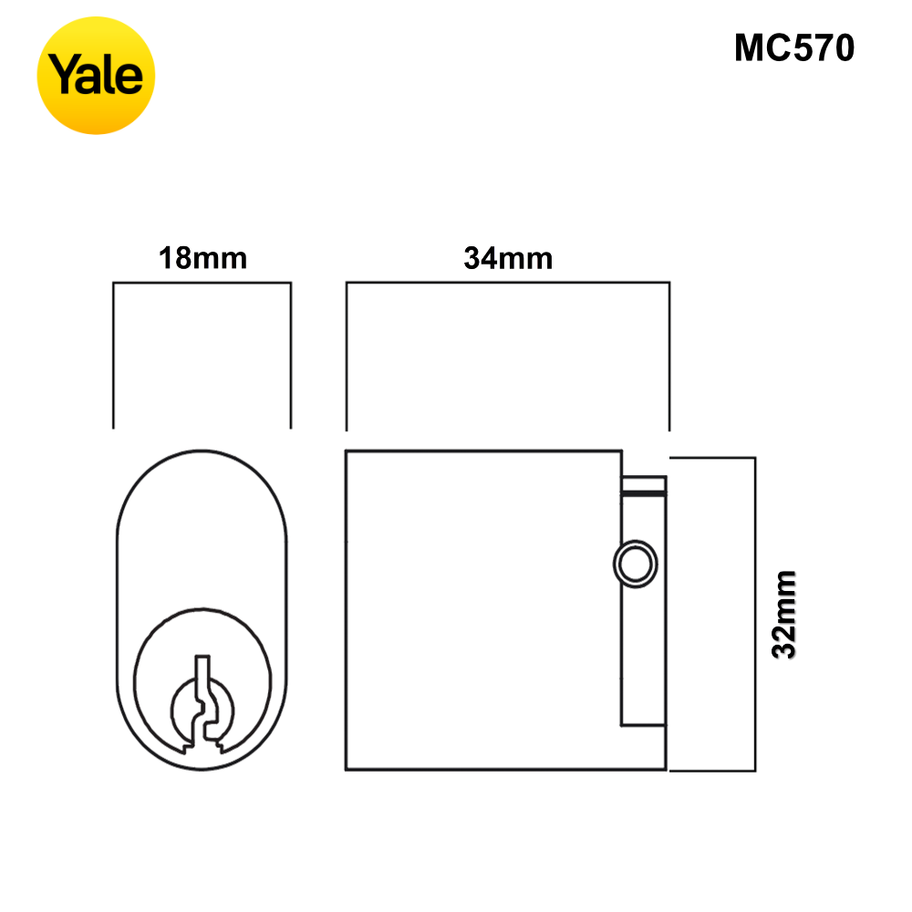 MC570 - Yale 570 Oval Cylinder for use on Electric Mortice Locks - 0
