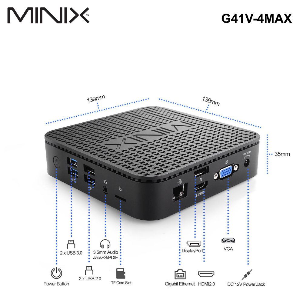 G41V-4MAX - MINIX NEO Windows 10 PRO Fanless Mini PC with NEO M2 Remote