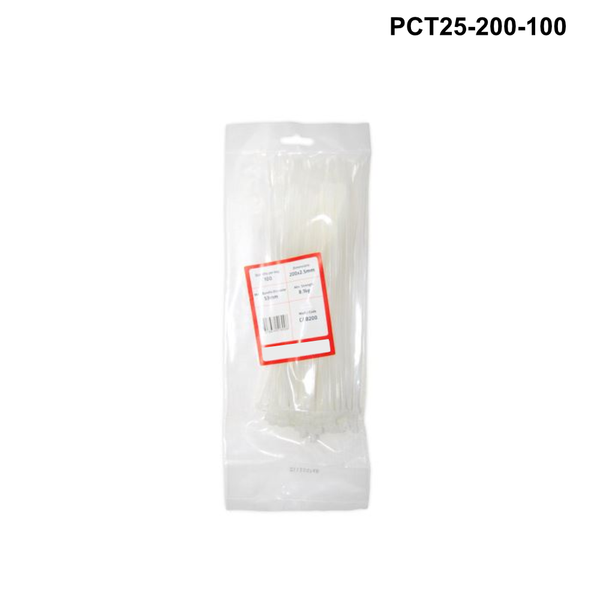 PCT25 - Plastic Cable Ties 2.5mm - 100mm to 200mm - Black or White options