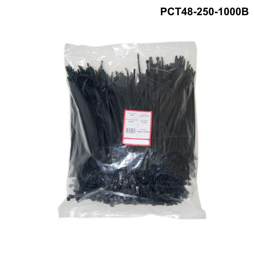 PCT48 - Plastic Cable Ties 4.8mm - 250mm - Black or White options