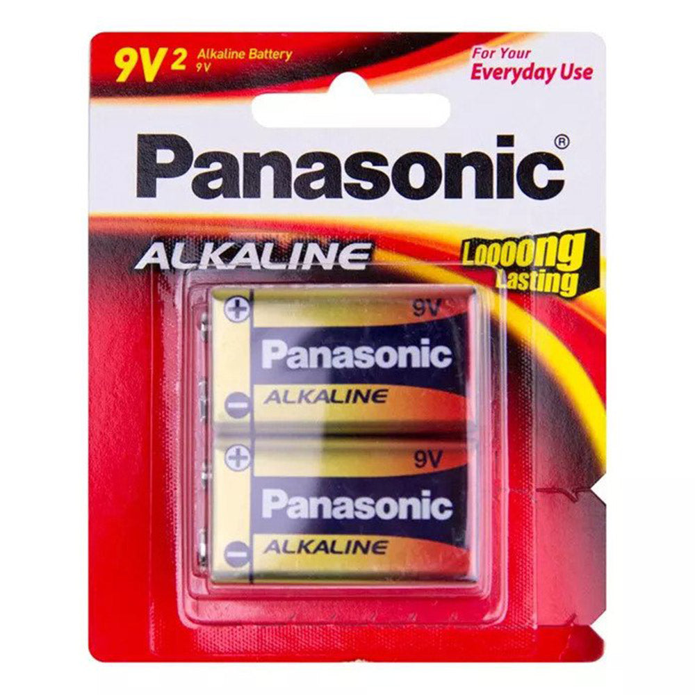 6LR61T/2B - Panasonic Alkaline 9V Battery 2 Batteries per Blister Pack