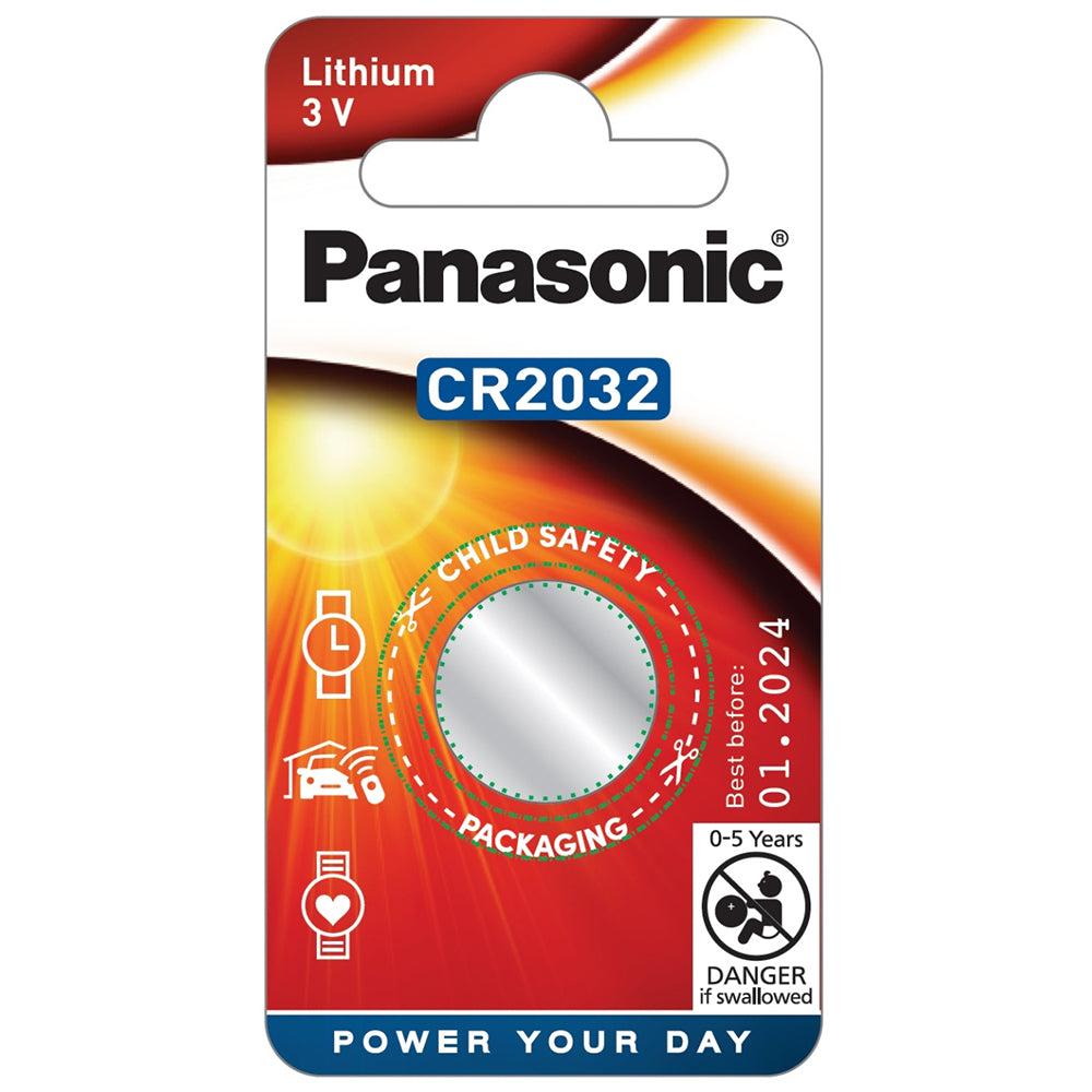 CR-2032PG-1B - Panasonic 3V Battery Lithium Coin Button Cell 2032 1pk