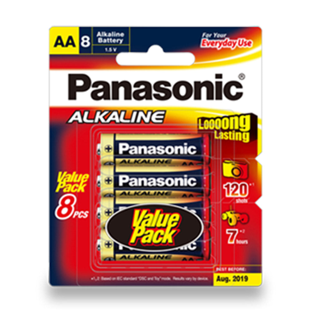 LR6T/8B - Panasonic Alkaline AA Battery 8 Batteries per Blister Pack