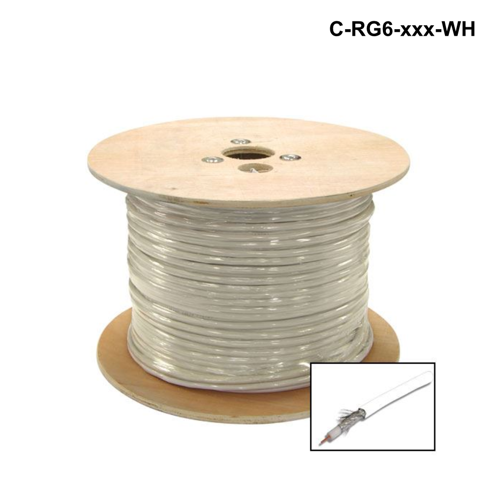 C-RG6-WH- RG6 Shielded Cable White 75ohm. 18AWG solid core - Sky Approved - 152m or 305m
