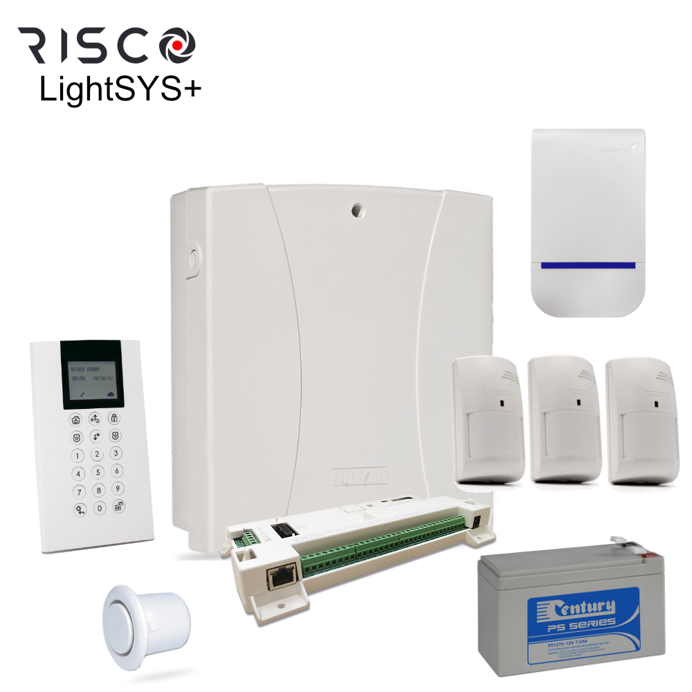LPAKP-Kit Risco - LightSYS+ Alarm Kit, Panda Keypad, Sirens & batt, 2x or 3x Quad PIR options - 0