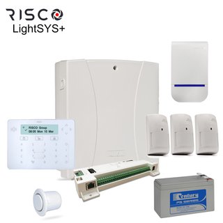 LPAKE-Kit Risco - LightSYS+ Alarm Kit, Elegant Keypad, Sirens & batt, 2x or 3x PET PIR options