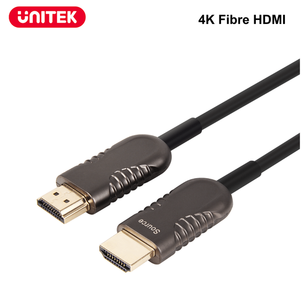 UNITEK UltraPro HDMI 2.0 Fibre Active Optic Cable. OD 4.0mm. Zinc Alloy Connector, 10m to 70m