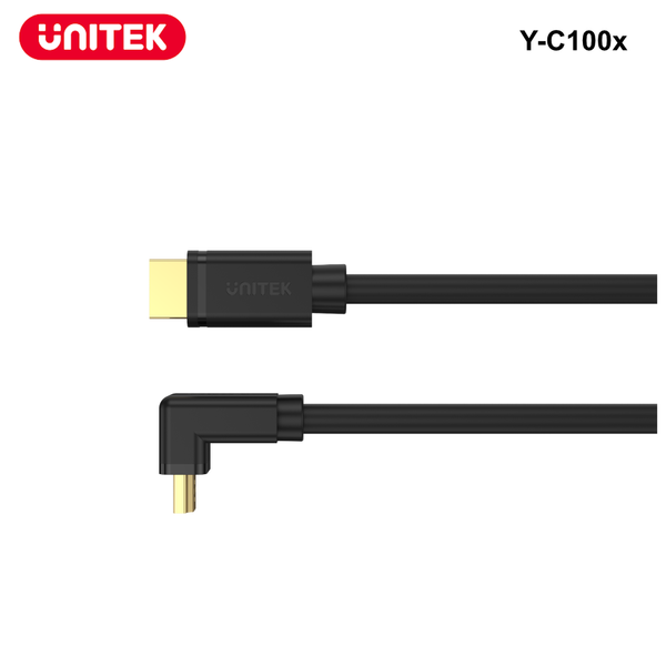 Y-C100 - UNITEK 2m or 3m 4K HDMI 2.0 Right Angle Cable with 90/270 Degree Elbow