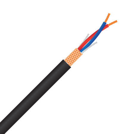 2 core, 0.22mm, 24awg, bc, braided screen, highflex microphone cable (belmlx2-01) 