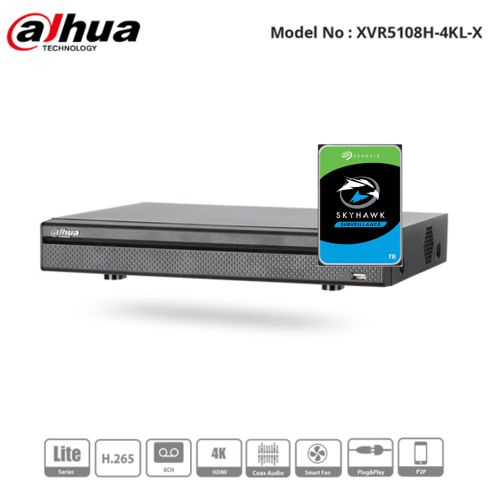 XVR5108H-4KL-X - Dahua - Lite Series HD-CVI 8ch Mini, Penta-brid, 4K 1U Recorder
