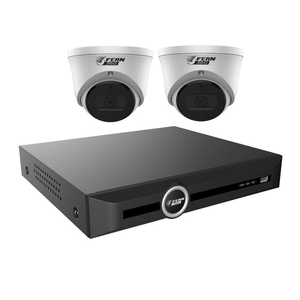 FERN360 Surveillance Kit - 2 Fixed Lens Starlight 4MP Turret Cameras and 10ch NVR 2TB HDD