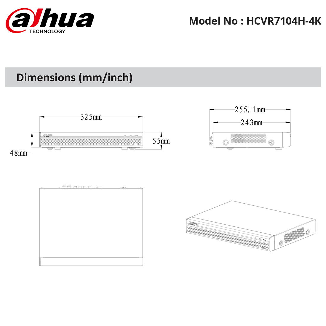 HCVR7104H-4K Dimension