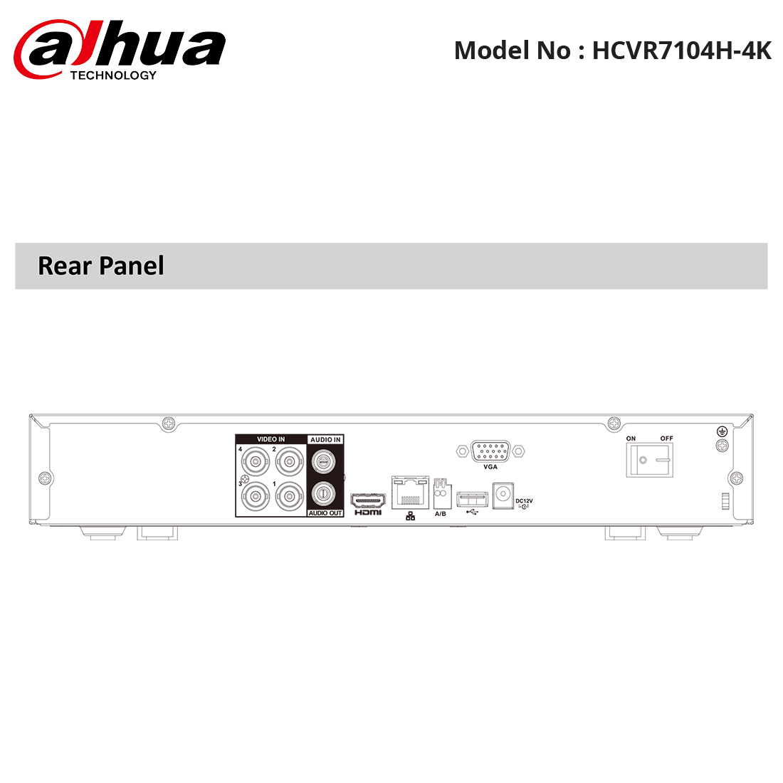 HCVR7104H-4K Rear Panel