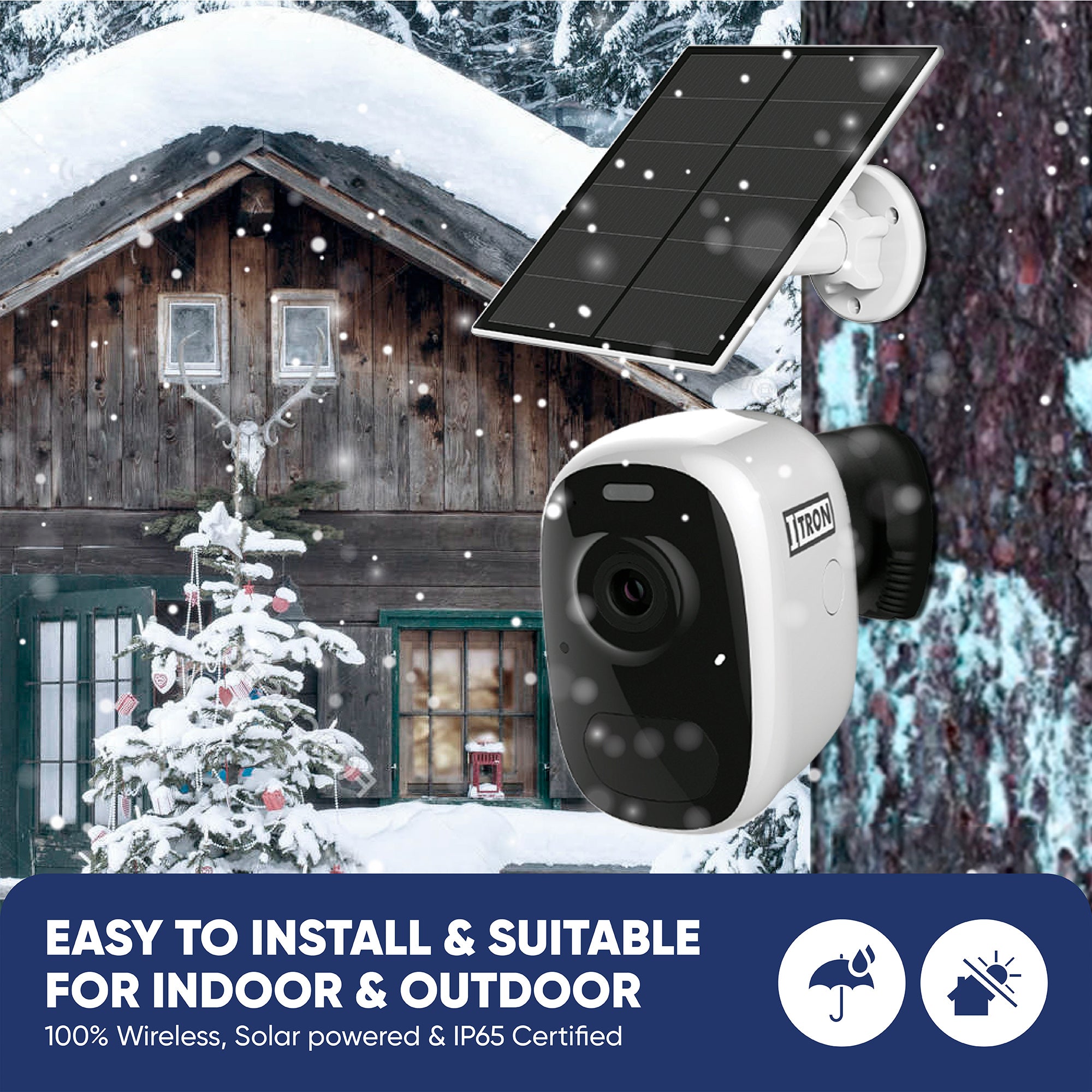 IT-WifiCAM - Camera with Solar Panel +  WiFi 4MP AI Night Vision Security Camera, SD & Cloud Storage
