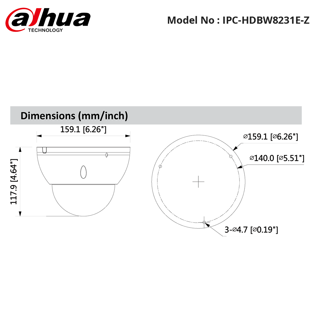 IPC-HDBW8231E-Z Dimensions